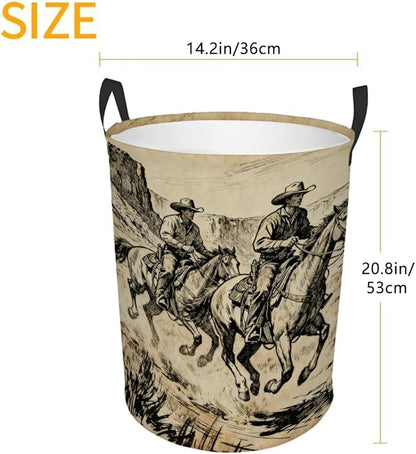 Kids Laundry Hamper Basket - Large Nursery Baby Hamper with Handle for Boys Girls Collapsible Clothes Baskets Organizer Toy Storage Bin Room Decor(West Cowboy)