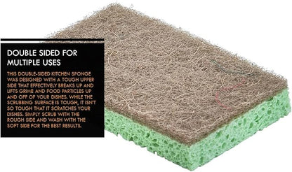 Kitchen Sponges for Washing Dishes, Non-Scratch Cellulose Dish Scrub Sponges, Cleaning Sponges for Household Use, Safe Cleaning Products, Kitchen Sponges Pack of 2, by Superio