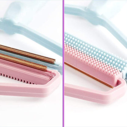 2 Pack Portable Lint Remover, Manual Fabric Shaver, Reusable Pet Hair Remover for Carpet, Clothing, Furniture, Couch Blue Pink 2pcs