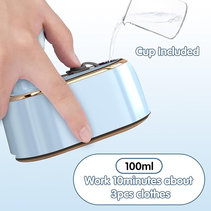 Travel Steamer Iron for Clothes Mini - Portable Ironing Machine Travel Small Size Portable Steamer Travel College Dorm Home Essentials (SkyBlue)