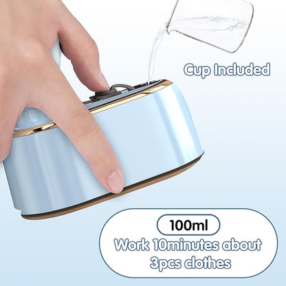 Travel Steamer Iron for Clothes Mini - Portable Ironing Machine Travel Small Size Portable Steamer Travel College Dorm Home Essentials (SkyBlue)