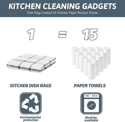 Nialnant 8 Pack Kitchen Towels,100% Cotton Dish Cloths for Washing Dishes,Soft Absorbent Dish Towels for Kitchen,Quick Drying Kitchen Rags,12x12 Inches,Grey
