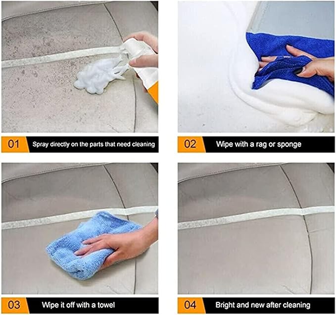 Multipurpose Foam Cleaner Spray,Foam Cleaner for car and House Lemon Flavor,Rinse Free Stain Removal Kitchen Grease Cleaner,for Car Interior,Kitchen,Bathroom,Car House (1pcs)
