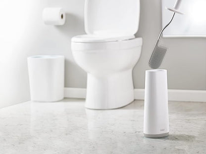 Joseph Joseph Flex Hygienic Silicone Toilet Brush with Slim Holder Set, Flexible Anti-drip, Anti-Clog Deep Clean Head - Gray/White