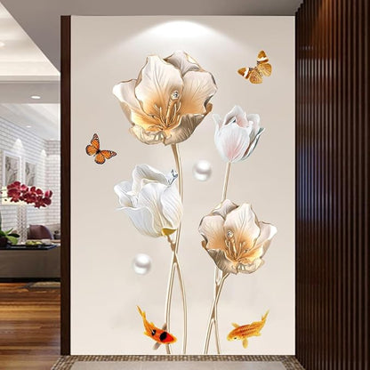 3D Wall Stickers DIY Flower Wall Decal Removable Waterproof Wall Art Decor for Bedroom Living Room Offices Home Decoration (Tulip)