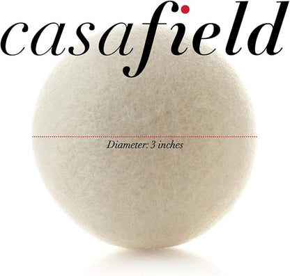 Casafield Wool Dryer Balls Set of 6, Extra Large Organic Handmade 100% New Zealand Wool, Natural Laundry Fabric Softener