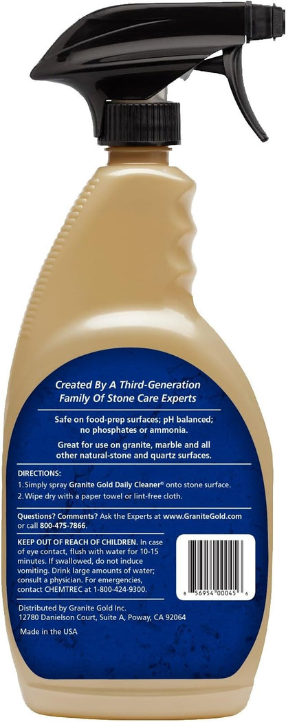 Granite Gold Daily Cleaner for Granite,Marble & Other Natural Stone & Quartz Surfaces,32 Ounces,(Pack of 2)