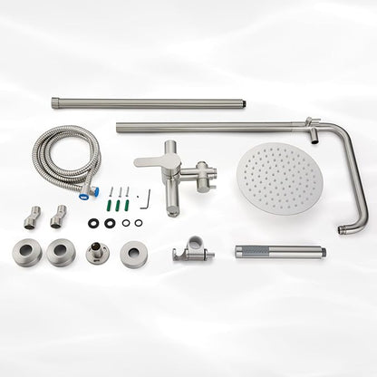 gotonovo Outdoor Shower Fixtures SUS304 Stainless Steel Rain Shower Kit Faucet High Pressure Wall Mount 2 Dual Function 8 Inch Showerhead and Handheld Spray Combo, Single Handle, Brushed Nickel
