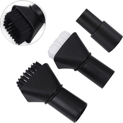 Round Vacuum Brush Set,Vacuum Dust Brush for Karcher WD2 WD3 WD4 WD5 Models, Dual Bristle Suction Brushes for Upholstery Carpet Dashboard Interior Cleaning with 32-35mm Adapter
