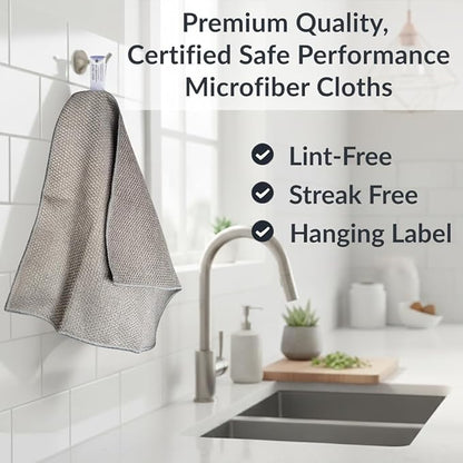 Oeko-Tex Certified Microfiber Cleaning Cloths – Non-Toxic, Safe for Family & Pets – 6 Pack Kitchen Rags for Counter – 12x12 in, Lint-Free, Absorbent Dish Towels, Dusting Cloths