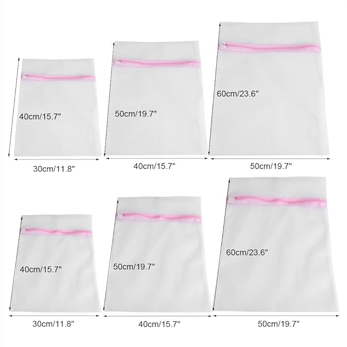 2 Mesh Laundry Bags for Delicate Garments - Fine Mesh Wash Machine Bags for Women's Underwear, Bras, Hosiery, Stockings, Blouses (40x50cm)