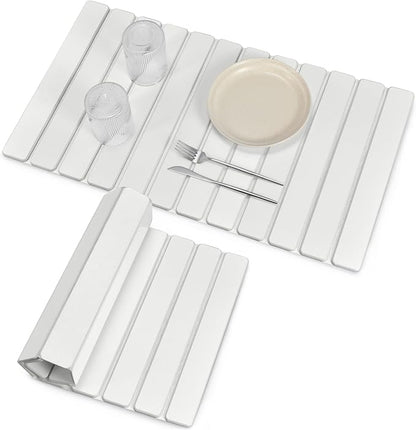 Large Stone Dish Drying Mats for Kitchen Counter, 28"(L)×16"(W), Fast Drying Collapsible Dish Drying Mat, Eco-Friendly Absorbent Diatomaceous Earth Mats for Dishes Bottles Cups, Match Any Countertop