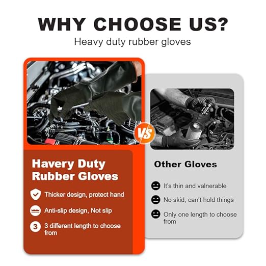 North Tower Chemical Resistant Gloves Rubber Heavy Duty Glove Work With Waterproof Gloves For Mens （14in,1 pair）