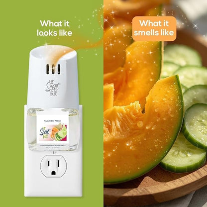 Scent Fill Cucumber Melon Plug in Air Freshener, Scented Oil Refills, 2 Refills + Diffuser