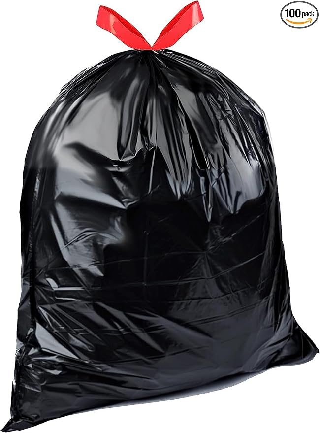 LIMELINEN 30 Gallon Garbage Trash Bags, 100 Count, 1.2 mil Extra Thick Trash Bags with Drawstring Closure, Leak and Odor-Resistant Large Plastic Bags For Office, Home, Hospital, Big Waste Binst
