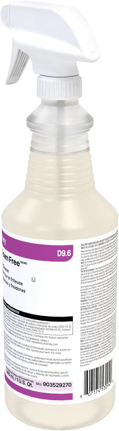 Diversey 903529270 Suma Foam Free Liquid Oven & Fryer Cleaner, Degreaser for Oven, Grill & Range Hood, Ready-to-Use Spray, 32-Ounce