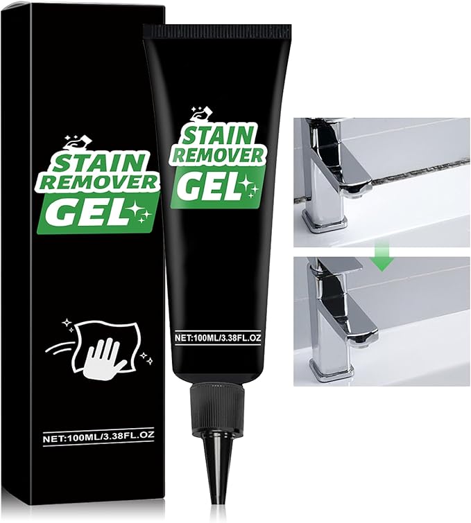 Home Stain Cleaner, Stain Remover Gel with Pointed Nozzle Highly Effective Stain Removal Gentle and Does Not Damage The Surface Multi-Purpose Cleaning for Kitchen and Bathroom, 3.33 OZ