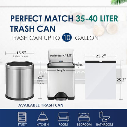 10 Gallon (fit 30-35 Liter) 200 Counts Drawstring Trash Bags, Medium Large Kitchen Garbage Bags Trash Can Liners for Home, Office, Light Residential Waste Outdoor Lawn Bags, White