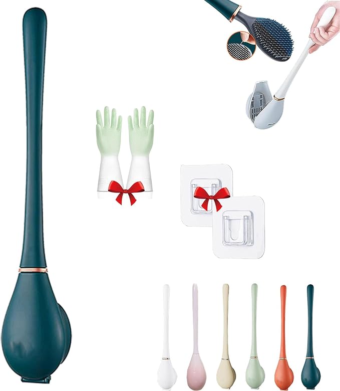 Modern Flexible Silicone Toilet Caspa for Home, Modern Home Flexible Silicone Toilet Brush, Deep Cleaning Silicone Toilet Brush and Holder Set with Dispenser, No-Slip Handle & Flexible Bristles (1-A)