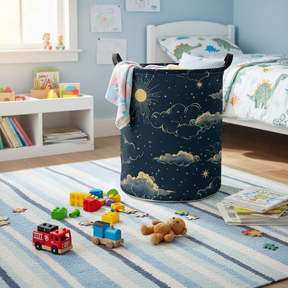 Baby Laundry Hamper kids laundry Basket Waterproof Storage Bin for Bedroom Toy Clothes Organizer Basket Woodland Animals Room Décor(Stars)