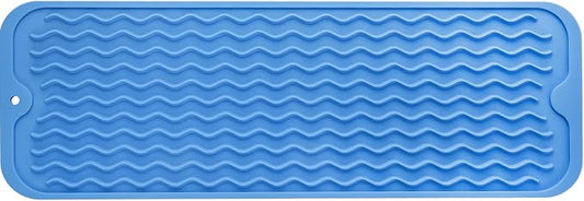 MicoYang Silicone Dish Drying Mat for Multiple Usage,Easy clean,Eco-friendly,Heat-resistant Silicone Mat for Kitchen Counter,Sink,Bar,Bottle,or Cup Lichen Blue M 17 inches x 6 inches
