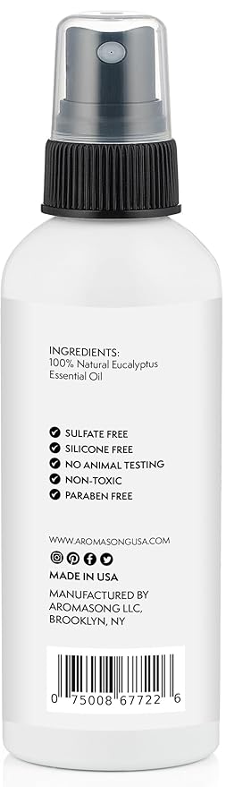 Aromasong Eucalyptus Shower Spray Aromatherapy, 100% Natural Eucalyptus Spray for Shower – Made in USA, Pure Essential Oil Mist for Sinus Relief & Spa-Like Steam, 4 fl oz | 2-Pack |