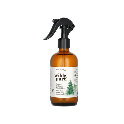 Wild & Pure Sensitive Skin Spray Body Wash (8oz) | Cleanser, Deodorizer, Moisturizer for Face, Hands, Body & Below the Belt | pH-Balanced, Microbiome-Friendly | EcoBalance Refillable Skincare