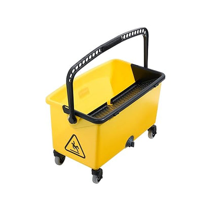 Rubbermaid Commercial Products HYGEN Microfiber Mop Bucket with Press Wringer, 26", Yellow, for Janitorial/Professional Cleaners and Heavy-Duty Industrial Mopping/Wringing/Cleaning