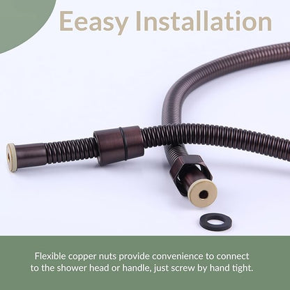 Flexible Shower Hose 59 Inches, APLusee 304 Stainless Steel Shower Tube With Swivel Brass Connector, Extension Replacement Part For Handheld Sprayer And Bidet, Oil Rubbed Bronze