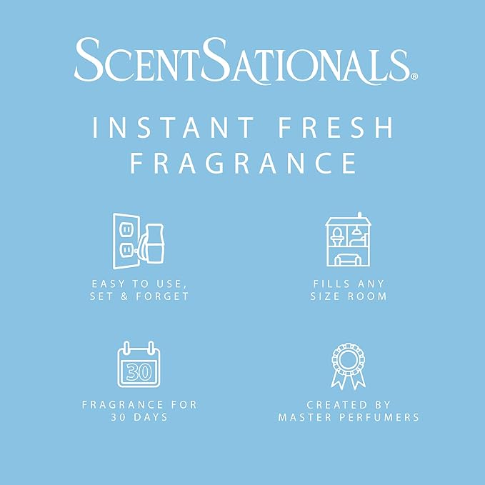 ScentSationals Linen Sea Breeze Fragrance Oil Plug In Air Freshener Refills 3-Pack - Works with Scentsationals Wall Plugs, Long-Lasting Home Fragrance, 0.8 fl oz Each, Packaging May Vary