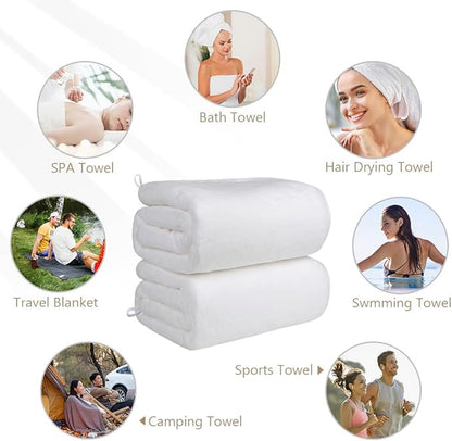 Orighty Bath Towels Pack of 2(27’’ x 54’’) - Soft Feel White Bath Towel, Highly Absorbent Bathroom Towels for Body, Quick Drying, Towel for Sport, Yoga, SPA, Fitness
