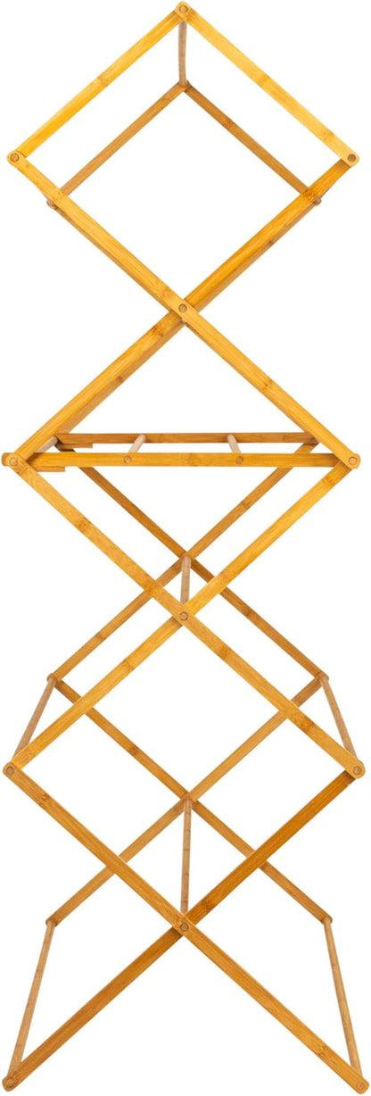 Household Essentials Bamboo Oversized Clothes Drying Folding Rack, Upscale Laundry Rack with 11 Dowels, Environmentally Friendly, Stable Frame, Shelf for Drying Flat, Natural
