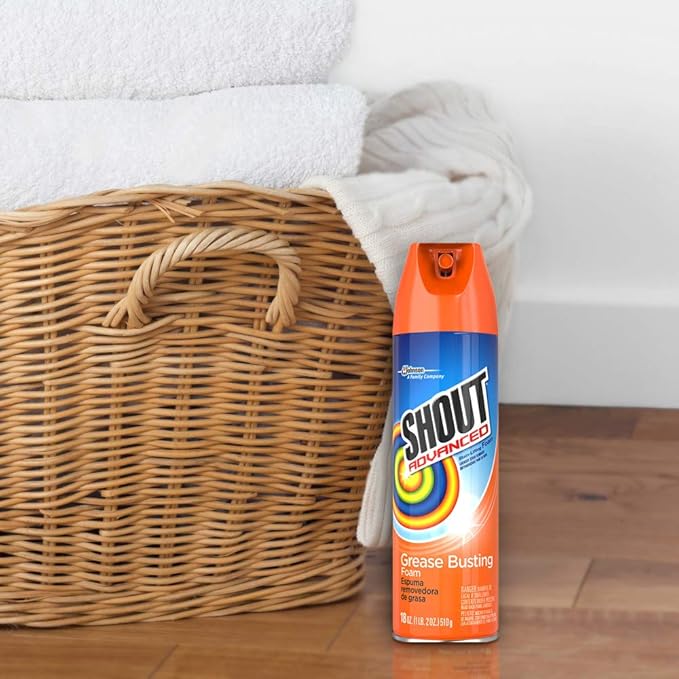 Shout Advanced Stain Remover, Foaming | Grease and Oil | 18 oz | Pack of 2