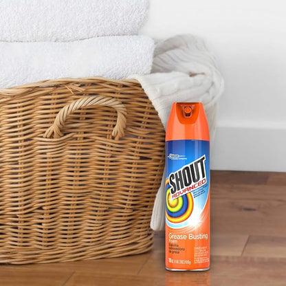 Shout Advanced Stain Remover, Foaming | Grease and Oil | 18 oz | Pack of 2