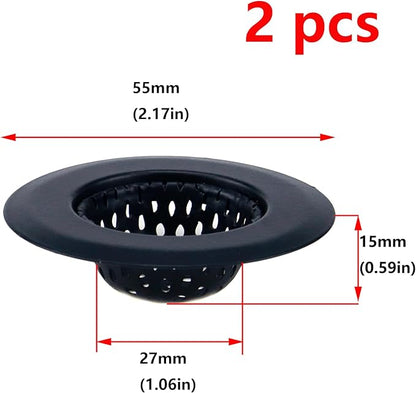 Antrader Kitchen Sink Strainer ,2.17" Top / 1.18" Basket,Stainless Steel Sink Drain Strainer,Black,2 Pack