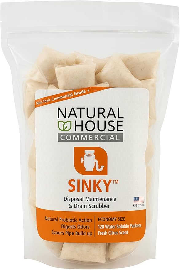 Natural House Sinky - Probiotic Garbage Disposal & Drain Cleaner Pods - Breaks Down Grease - Citrus Scent - Septic Safe - 120 Count