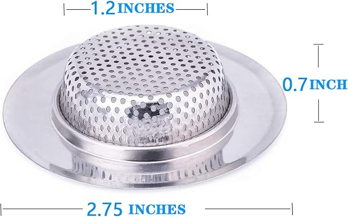 2PCS Kitchen Sink Strainer 2.75" Diameter - Stainless Steel Kitchen Sink Basket Strainer, Metal Drain Strainer Fits Most American Kitchen Sinks, Bathroom Bathtub, Shower Drains