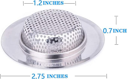 2PCS Kitchen Sink Strainer 2.75" Diameter - Stainless Steel Kitchen Sink Basket Strainer, Metal Drain Strainer Fits Most American Kitchen Sinks, Bathroom Bathtub, Shower Drains