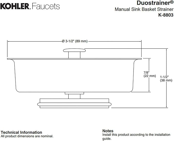 KOHLER Duostrainer Sink Strainer Basket