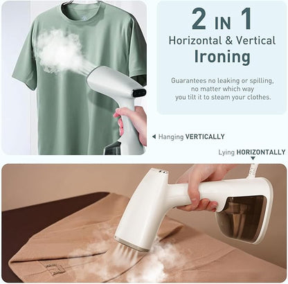 Steamer for Clothes,1500W 30s Quick Heat Portable Handheld Clothes Steamer,Fabric Wrinkles Remover Garment Steamer with Smart LCD,2 in 1 Clothing Iron with 300ml Tank and Fabric Brush,Auto-Off