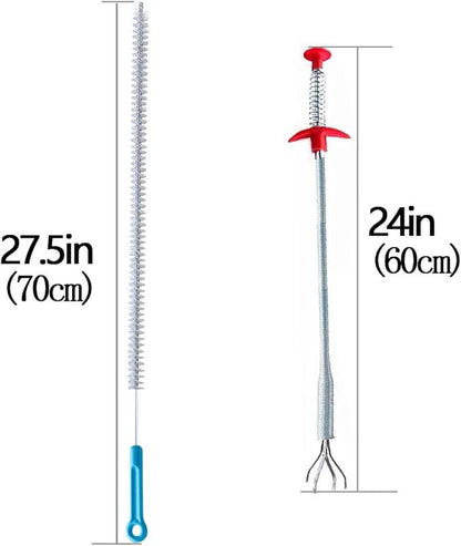 39inch Drain Clog Remover(x1), 20inch Drain Snake Hair Remover(x3)＆ Cleaning Brush(x1), 24inch Sewer Hair Catcher(x1),6 Pack Auger Cleaner Tool Set for Toilet, Kitchen Sink, Bathroom Tub, Sewer
