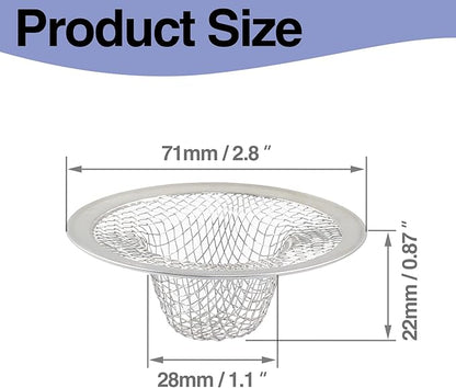 Piutouyar 2 Pack Stainless Steel Kitchen Sink Strainer, 2.8 Inch Diameter Mesh Basket Large Round Filter Kitchen Drain Strainer Food Catcher for Bathroom Bathtub Wash Basin Garbage