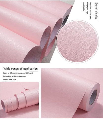Cohoo Home Silk Pink Wallpaper Peel and Stick Contact Paper Pink Textured Silk Wallpaper for Bedroom Self Adhesive Removable Wall Sticky Paper Girls Room Drawer Liner Waterproof 15.7inW 118inL