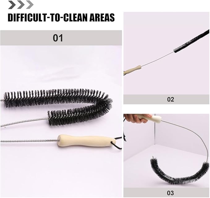 PRETYZOOM Washing Machine Cleaning Brush with Long Wooden Handle 2pcs Dryer Vent Cleaner Brush for Home Laundry Tub and Duct Cleaning