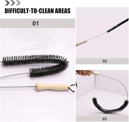 PRETYZOOM Washing Machine Cleaning Brush with Long Wooden Handle 2pcs Dryer Vent Cleaner Brush for Home Laundry Tub and Duct Cleaning