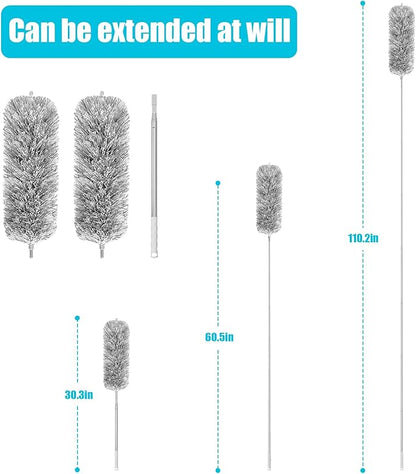 Feather Duster for Cleaning Extendable - Feather Duster for Cleaning The Indoor. 110 in Long Duster with Extension Pole for Clean Ceilings and Fans. Microfiber Duster for Blinds. Washable Dduster