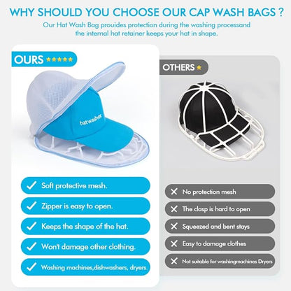2Pcs Hat Washer Cage Hats Cleaner,Hat Washer for Washing Machine,Suitable for washing machines or dishwashers, various sizes of flat and curved baseball cap cleaning machines