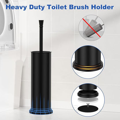 Toilet Brush and Holder Set：304 Stainless Steel Heavy Duty Toilet Bowl Brush，Removable Inner Bowl and Splash Protection，Bathroom Toilet Brush-Dense Bristles for Through Cleaning