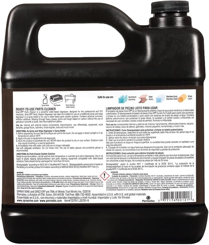 Spray Nine 22701 Grez-Off Heavy Duty Degreaser, 1 Gallon (Packaging may Vary)