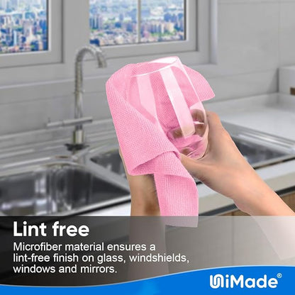 Microfiber Cleaning Cloth, 10 Pack Reusable Microfiber Towels for Cars Lint Free Cleaning Shop Towel Rags for Home Kitchen Automotive Bar Mechanic Restaurant Garage, 11.5"x 11.5", Pink